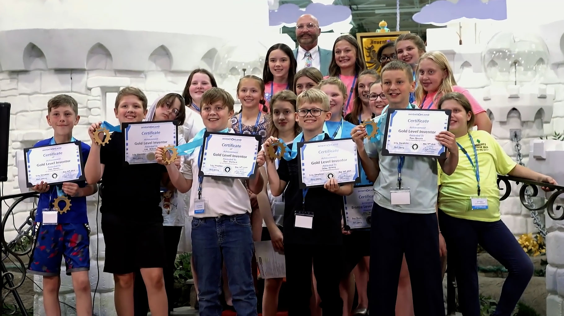 students receiving awards for inventions